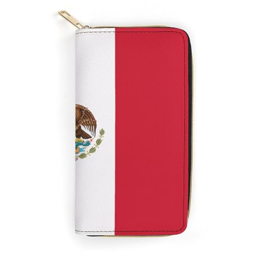 LZNJZ PU-Leder-Geldbörse, graue, elegante Hunde-Geldbörse für Damen, Mexikanische Flagge, 19.7 x 10.5 x 3.5 cm LZNJZ PU-Leder-Geldbörse, graue, elegante Hunde-Geldbörse für Damen, Mexikanische Flagge, 19.7 x 10.5 x 3.5 cm von LZNJZ