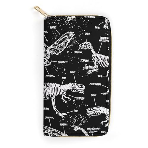 LZNJZ PU Leder Geldbörsen, Cartoon Seetang Seal Geldbörse für Damen, Komplexer Cartoon-Dinosaurier, 19.7 x 10.5 x 3.5 cm von LZNJZ