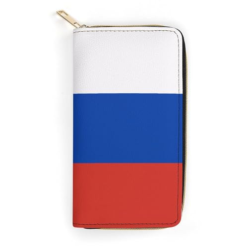 LZNJZ PU Leder Geldbörsen, Cartoon Seetang Seal Geldbörse für Damen, Russische Flagge, 19.7 x 10.5 x 3.5 cm von LZNJZ