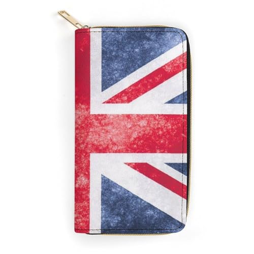 LZNJZ PU Leder Geldbörsen, Cartoon Seetang Seal Geldbörse für Damen, Union Jack Design, 19.7 x 10.5 x 3.5 cm von LZNJZ