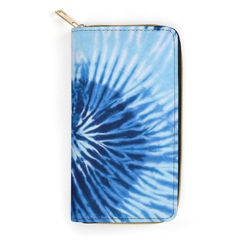 LZNJZ PU Leder Geldbörsen Blau Swirl Tie Dye Geldbörse für Damen von LZNJZ
