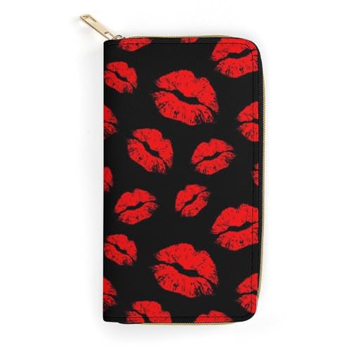 LZNJZ PU Leder Geldbörsen Hot Red Lips Geldbörse für Damen von LZNJZ