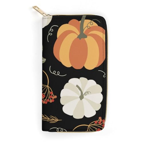 LZNJZ PU Leder Geldbörsen Kürbisblatt Kürbis Geldbörse für Damen von LZNJZ