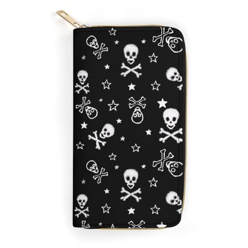 LZNJZ PU Leder Geldbörsen Lustige Cartoon Affe Geldbörse für Frauen, Furry Cute Skull, 19.7 x 10.5 x 3.5 cm von LZNJZ