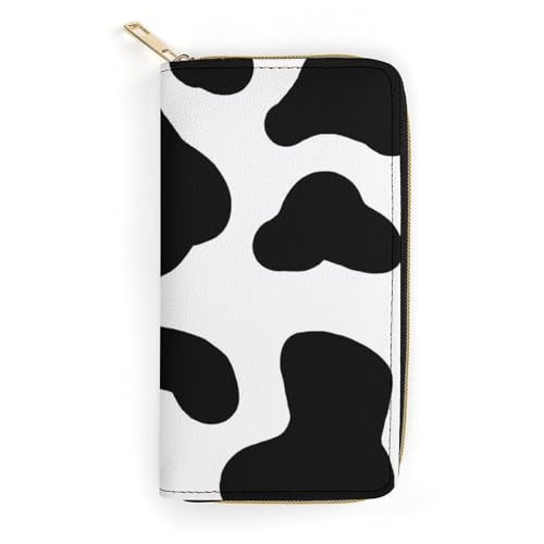 LZNJZ PU Leder Geldbörsen Spots Kuh Geldbörse für Damen, Gepunktete Kuh, 19.7 x 10.5 x 3.5 cm von LZNJZ