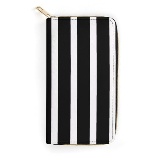 LZNJZ PU Leder Geldbörsen Spots Kuh Geldbörse für Damen, schwarze Streifen, 19.7 x 10.5 x 3.5 cm von LZNJZ