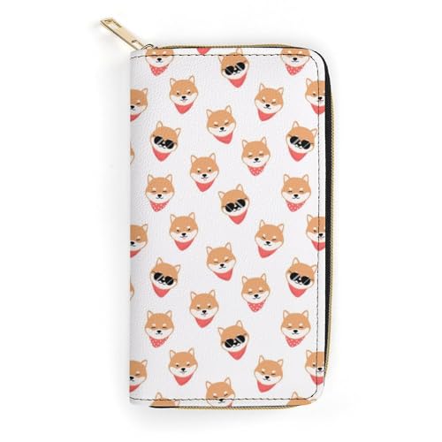 LZNJZ PU Leder Geldbörsen Trinidad und Tobago Flag Geldbörse für Damen, Gelber süßer Cartoon-Hund, 19.7 x 10.5 x 3.5 cm von LZNJZ
