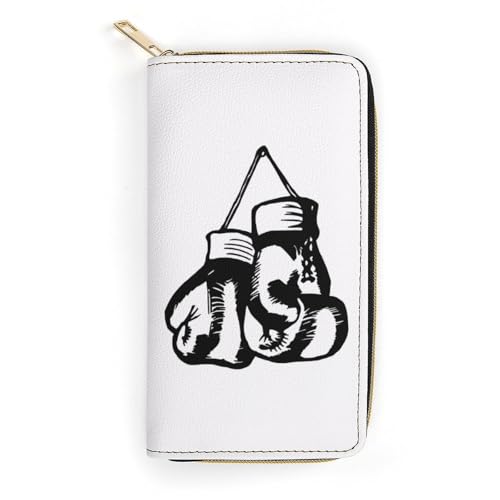 LZNJZ PU Leder Geldbörsen Trinidad und Tobago Flag Geldbörse für Damen, Simple Boxhandschuhe, 19.7 x 10.5 x 3.5 cm von LZNJZ