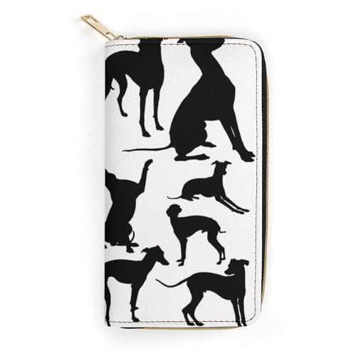 LZNJZ PU-Ledergeldbörse, schwarz, dünne Hundegeldbörse für Damen, Schwarzer dünner Hund, 19.7 x 10.5 x 3.5 cm von LZNJZ