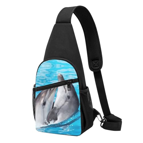 LZNJZ Täglicher Gebrauch & Outdoor Sling Bag, Leichte Umhängetasche, Wasserspielende Delfin-Crossbody-Tasche Herren & Damen, siehe abbildung, Einheitsgröße von LZNJZ