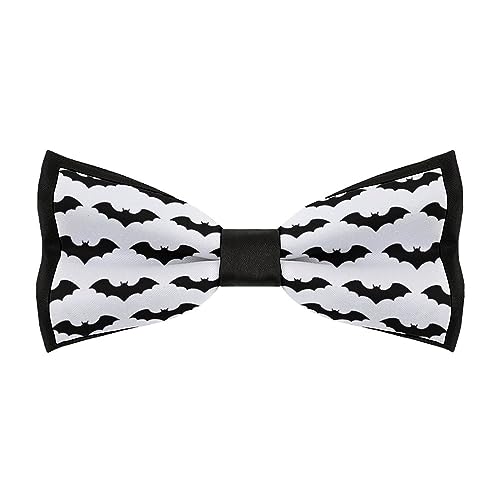 LZNJZ Verstellbare Fliege für Herren, schwarz, einfache Zebra-Fliege für Party, Business, Hochzeit, Abschlussball, Schwarzer einfacher Fledermaus im Cartoon-Design, Einheitsgröße von LZNJZ