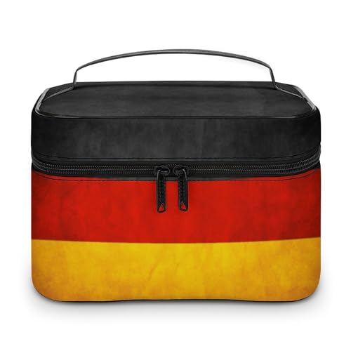 Make-up-Tasche aus PU-Leder, tragbare Kulturbeutel, venezolanische Flagge, Kulturbeutel für Damen und Herren, Flagge Deutschlands, 25x18x15cm von LZNJZ