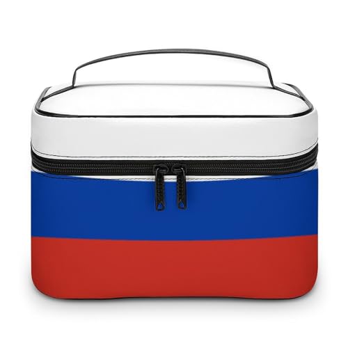 Make-up-Tasche aus PU-Leder, tragbare Kulturbeutel, venezolanische Flagge, Kulturbeutel für Damen und Herren, Russische Flagge, 25x18x15cm von LZNJZ