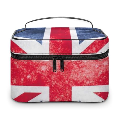 Make-up-Tasche aus PU-Leder, tragbare Kulturbeutel, venezolanische Flagge, Kulturbeutel für Damen und Herren, Union Jack Design, 25x18x15cm von LZNJZ