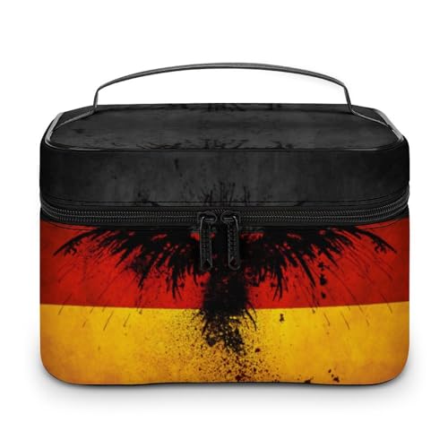 Make-up-Tasche aus PU-Leder, tragbare Kulturbeutel, venezolanische Flagge, Kulturbeutel für Damen und Herren, Vogel Deutschlandflagge, 25x18x15cm von LZNJZ