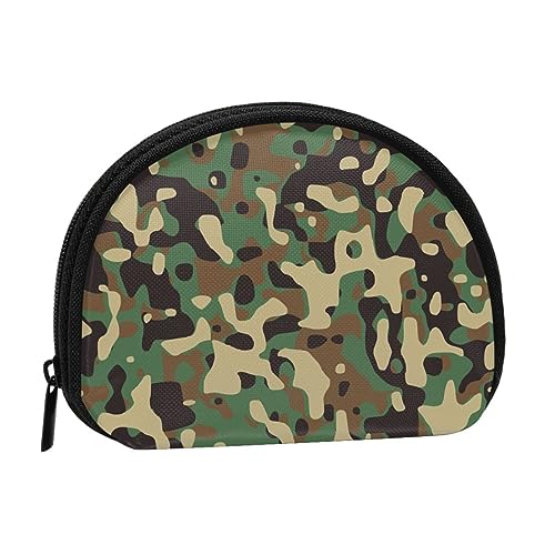 Tragbare Geldbörse mit Reißverschluss, grüne Monstera-Blätter, Münzbörse für Münzen, Lippenstift, Ausweis, Schlüssel, Klassisches grünes Camouflage, 12cm x 9cm, Münztasche von LZNJZ