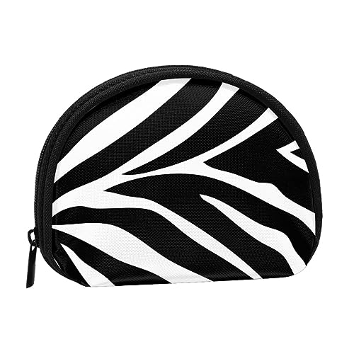 Tragbare Geldbörse mit Reißverschluss, grüne Monstera-Blätter, Münzbörse für Münzen, Lippenstift, Ausweis, Schlüssel, Schwarzes Cartoon-Zebra, 12cm x 9cm, Münztasche von LZNJZ