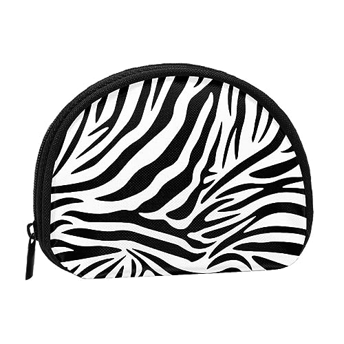 Tragbare Geldbörse mit Reißverschluss, grüne Monstera-Blätter, Münzbörse für Münzen, Lippenstift, Ausweis, Schlüssel, Schwarzes schlichtes Zebra, 12cm x 9cm, Münztasche von LZNJZ