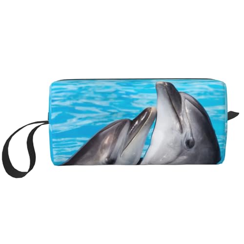 Tragbare Make-up-Tasche, Wasserspiel-Delfin-Kulturbeutel für Damen und Herren, Wasserspielender Delfin, 20 x 6 x 9 cm Tragbare Make-up-Tasche, Wasserspiel-Delfin-Kulturbeutel für Damen und Herren, Wasserspielender Delfin, 20 x 6 x 9 cm von LZNJZ