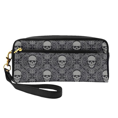 20 x 5,5 x 8,5 cm Make-up-Tasche, Zweigblumen-Kulturbeutel für Damen und Herren, Muster: ernsthafter Totenkopf von LZNJZ