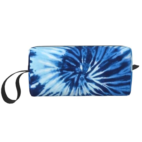 Tragbare Make-up-Tasche, mit Rosenüberzug, Totenkopf-Motiv, Kulturbeutel für Damen und Herren, Blau Swirl Tie Dye1, 20 x 6 x 9 cm Tragbare Make-up-Tasche, mit Rosenüberzug, Totenkopf-Motiv, Kulturbeutel für Damen und Herren, Blau Swirl Tie Dye1, 20 x 6 x 9 cm von LZNJZ