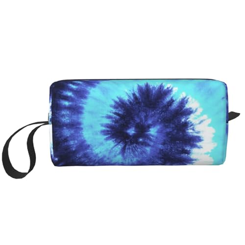 Tragbare Make-up-Tasche, mit Rosenüberzug, Totenkopf-Motiv, Kulturbeutel für Damen und Herren, Dunkelhellblau mit Batikfärbung, 20 x 6 x 9 cm Tragbare Make-up-Tasche, mit Rosenüberzug, Totenkopf-Motiv, Kulturbeutel für Damen und Herren, Dunkelhellblau mit Batikfärbung, 20 x 6 x 9 cm von LZNJZ