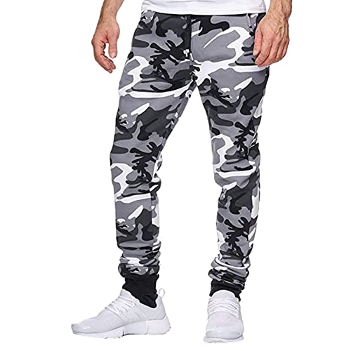 Camouflage Hose Herren Jogginghose - Cargohose Herren Camouflage Lang - Baggy Fitness Freizeithose Lang Baumwolle Weit Hose Stretch Elastische Taille Mit Kordelzug Baumwolle Taschen Sporthose von LZPCarra