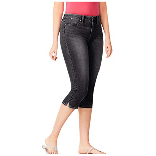 Caprihose Damen Sommer Leicht, Capri Jeans Damen Sommer Stretch Freizeithose 3/4 Caprihosen High Waist Jeans Leicht Sommerhose Slim Fit Jeggings Capri-Jeansleggings Knielang Jogginghose Kurz Sporthose von LZPCarra