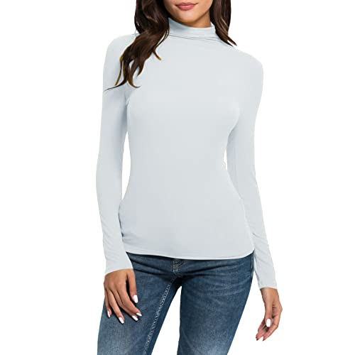 Damen Baumwoll-Rollkragenpullover Basic, Langarm Oberteil Damen Eng Unterziehshirt Rollkragen-Shirt Einfarbig T-Shirts Weich Stretch Langarmshirt Elegant Unterhemden Shirt Blusentops-Unterhemden von LZPCarra