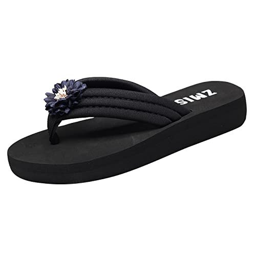 Damen Flip Flops Elegant - Strand Flip Flops Damen, Sommer Flach Zehentrenner Blumen Badelatschen rutschfest Badeschlappen Outdoor Hausschuhe Strand Hausschuhe Freizeit Bohemian Sommerschuhe von LZPCarra
