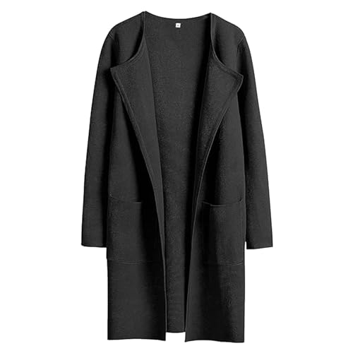Damen Lange Strickjacke - Longjacke Damen Übergang, Lang Oversize Wintermantel Mit Taschen Strick Open Front Mantel Elegante Strickmantel Sweater Mantel Warm Cardigan Lässige Longstrickjacke von LZPCarra
