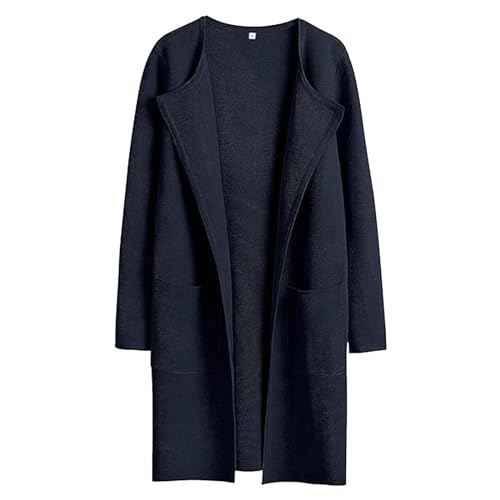 Damen Lange Strickjacke - Longjacke Damen Übergang, Lang Oversize Wintermantel Mit Taschen Strick Open Front Mantel Elegante Strickmantel Sweater Mantel Warm Cardigan Lässige Longstrickjacke von LZPCarra
