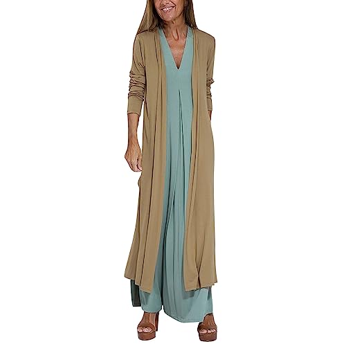 Dünne Strickjacke Damen Große Größen Lang - Langer Strickmantel Damen Knöchellang, Lang Cardigan Jacke Herbst Langarm Einfarbig Lose Casual Oversize Offene Strickmantel Lang Strickjacke von LZPCarra