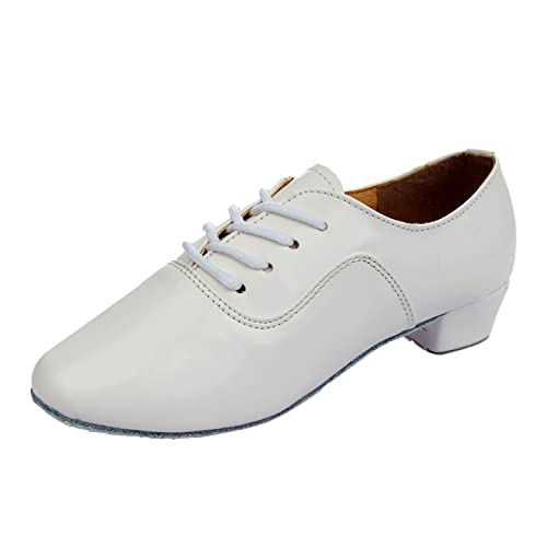 Einfarbige Herren-Schnürschuhe für den modernen Tanz Dance Hall Latein-Tanzschuhe Schuhe Herren Schwarz Blau (White #1, 40) von LZPCarra