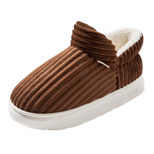 Hauspantoffeln Damen PlüschWarme Hausschuhe Damen Geschlossen Hüttenschuhe Leicht Winter Slippers Elegant Haushaltsschuhe Plateau Schlupfschuhe Gefüttert Winterschuhe Bequem Hausschlappen von LZPCarra