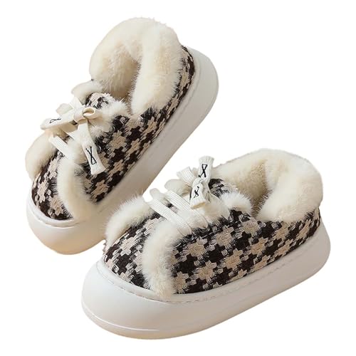Hausschuhe Damen Plüsch Geschlossen Hausschlappen Weich Winterschuhe Damen Gefüttert Elegant Slipper Warm Haushaltsschuhe Rutschfest Baumwollhausschuhe Bequem Hauspantoffeln von LZPCarra