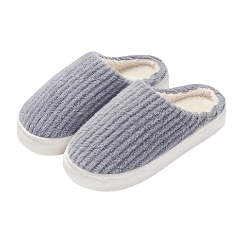 Hausschuhe Damen Winter Plüsch Slipper Elegant Weiße Schlupfschuhe Damen Pantoffeln Plateau Winterschuhe Gefüttert Hausschlappen Warm Haushaltsschuhe Rutschfest Schlupfschuhe Baumwollhausschuhe von LZPCarra
