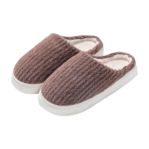 Hausschuhe Damen Winter Plüsch Slipper Elegant Weiße Schlupfschuhe Damen Pantoffeln Plateau Winterschuhe Gefüttert Hausschlappen Warm Haushaltsschuhe Rutschfest Schlupfschuhe Baumwollhausschuhe von LZPCarra