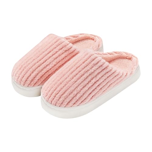 Hausschuhe Damen Winter Plüsch Slipper Elegant Weiße Schlupfschuhe Damen Pantoffeln Plateau Winterschuhe Gefüttert Hausschlappen Warm Haushaltsschuhe Rutschfest Schlupfschuhe Baumwollhausschuhe von LZPCarra