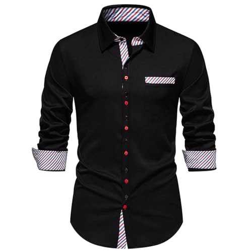 Herrenhemd Mit Druckknöpfen Langarm - Freizeithemden Für Herren Modern Fit, Business Hemden Regular Fit Freizeithemd Männer Langarmshirt Mordern Tops Hochzeit Hemd Mit Tasche Herrenhemd von LZPCarra