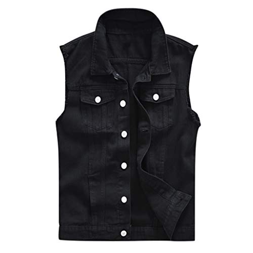Jeansweste Herren Schwarz - Jeansjacke Herren Schwarz Kurz- Jeansweste Ärmellos Sommerjacke Leicht Jeans-Jacken Ärmellose Motorradweste Männer Übergangsjacke Sommer Denim-Weste Ärmellos Jacke Jeansweste Herren Schwarz - Jeansjacke Herren Schwarz Kurz- Jeansweste Ärmellos Sommerjacke Leicht Jeans-Jacken Ärmellose Motorradweste Männer Übergangsjacke Sommer Denim-Weste Ärmellos Jacke von LZPCarra