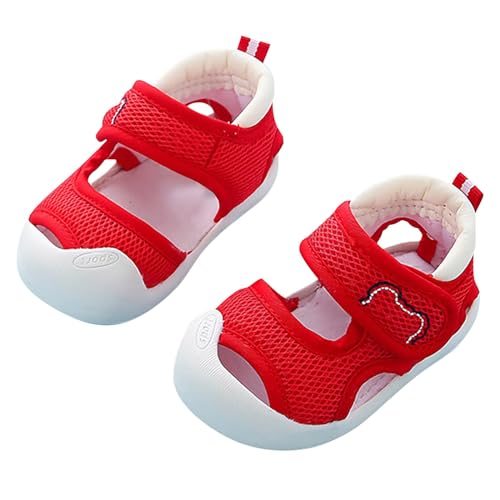 LZPCarra Baby-Lauflernschuhe für Damen und Herren, rutschfest, atmungsaktiv, für, 1–3, 6 Monate, Schuhe mit weicher Sohle, mehrere Farben optional Baby Sandalen Für Breite Füße (Red, 9-12 Months) von LZPCarra
