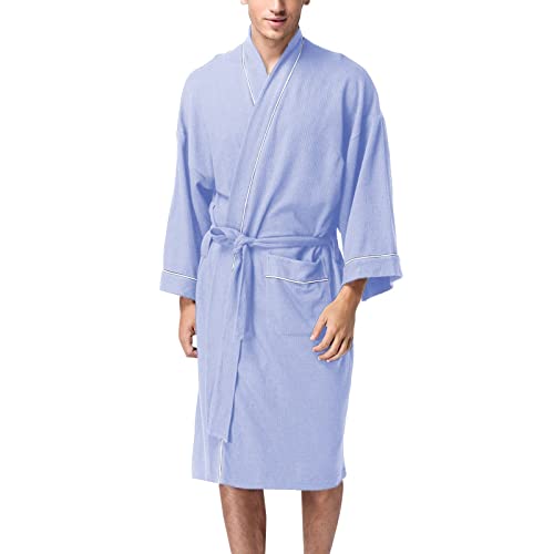LZPCarra Bademantel Herren Baumwolle Ohne Kapuze - Saunamantel Herren Leicht Dünn, Sauna Bademantel Flauschig Loungewear Elegant Mantel Übergröße Saunamantel Hausmantel Lang Morgenmantel Bathrobe von LZPCarra