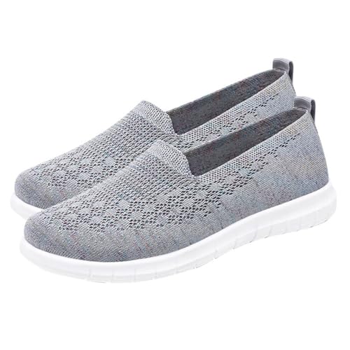 LZPCarra Damen-Freizeitschuhe aus weichem, bequemem, atmungsaktivem Mesh mit flachem für den Sommer Damen Schuhe 43 Stiefelette Rot (Grey, 36) von LZPCarra