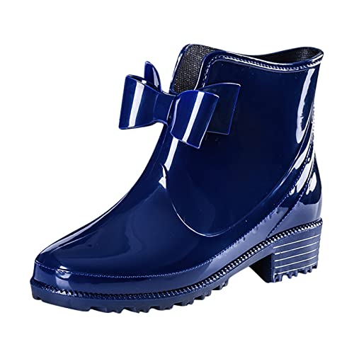 LZPCarra Damen-Regenschuhe, wasserdichte Schuhe, bequeme, leichte, knöchelhohe Regenstiefel, bereifte Outdoor-Regenstiefel Damen Schuhe 40 Boots (Blue, 37) von LZPCarra