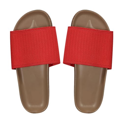 LZPCarra Damen-Strandsandalen, hohle lässige Hausschuhe, flache Schuhe, Retro-Sandalen Schuhe Mit Absatz Für Damen 42 (Red, 37) von LZPCarra