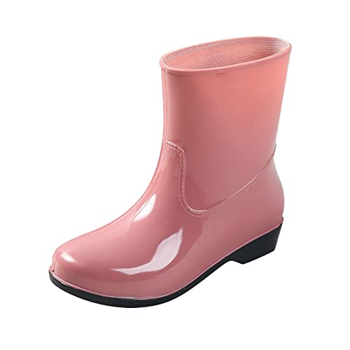LZPCarra Damenschuhe Kurze Regenstiefel für Damen knöchelwasserdichte Regenstiefel Slip-on-Gartenstiefel-Gummischuhe Wechselfußbett Damen Schuhe (Pink, 38) von LZPCarra