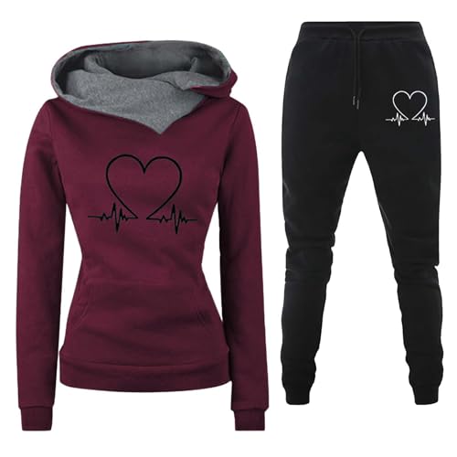 LZPCarra Freizeitanzug Damen Elegant Winter | Jogginganzug Damen Set Warm | Trainingsanzug Große Größen Jacke Und Hose Mit Taschen Sportanzug Langarm Loungewear Baggy Tracksuit Zweiteiler Hausanzug von LZPCarra
