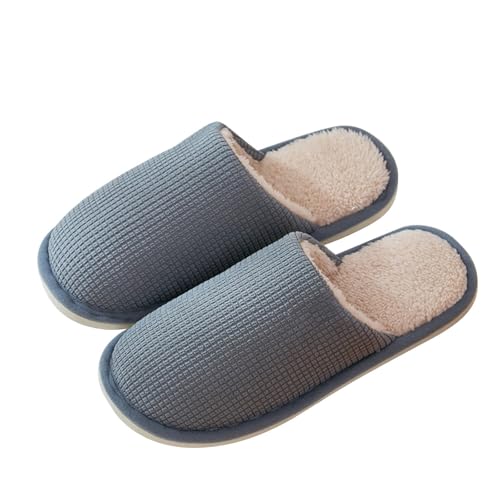 LZPCarra Hausschlappen Damen Flach Winterschuhe Gefüttert Elegant Hausschuhe Damen Warm Slipper Weich Schlupfschuhe Rutschfest Haushaltsschuhe Elegant Hauspantoffeln Plüsch Baumwollhausschuhe Unisex von LZPCarra