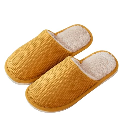 LZPCarra Hausschlappen Damen Flach Winterschuhe Gefüttert Elegant Hausschuhe Damen Warm Slipper Weich Schlupfschuhe Rutschfest Haushaltsschuhe Elegant Hauspantoffeln Plüsch Baumwollhausschuhe Unisex von LZPCarra